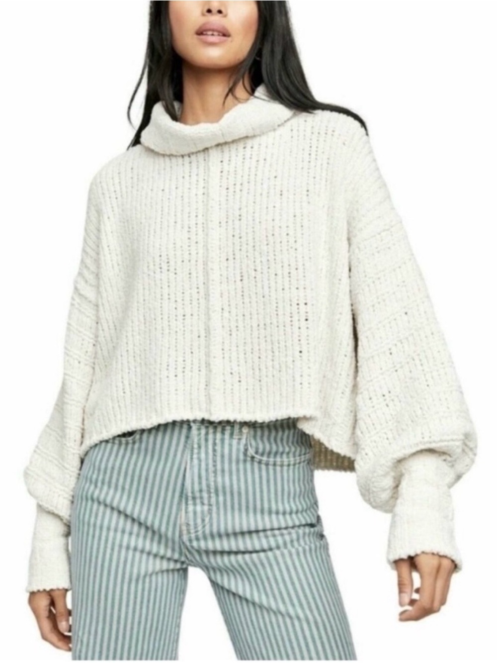 Free People Be Yours Cream Cowl Neck Sweater Size XS